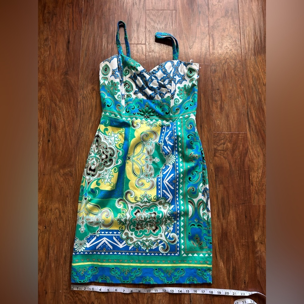 Multicolored Paisley Print Mini Dress Women’s Size Medium Hale Bob - Picture 6 of 15